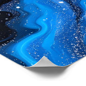 Poster Art Noir Et Blanc Abstrait.Marbre Bleu Cosmique (Coin)