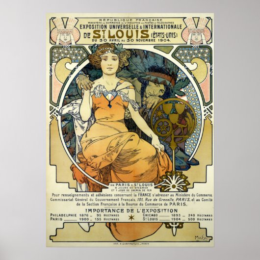 Poster Art nouveau 1904 Exposition mondiale par Alphonse  (Devant)