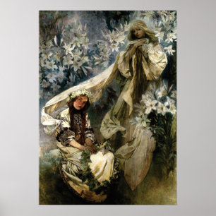 Poster Art Nouveau 1905 Madonna of the Lilies by Mucha