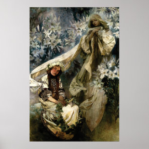 Poster Art Nouveau 1905 Madonna of the Lilies by Mucha