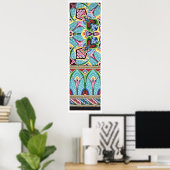 Poster Art nouveau abstrait motif coloré textile art (Bureau à domicile)