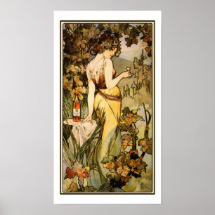 Poster Art Nouveau Alfons Mucha, cognac 10" x 18"