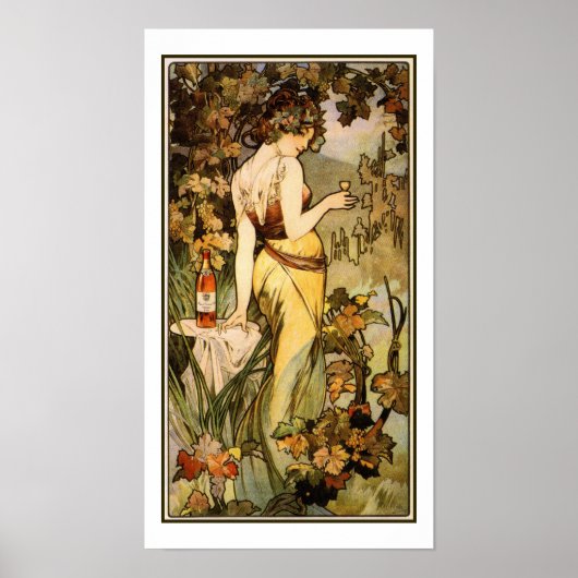 Poster Art Nouveau Alfons Mucha, cognac 10" x 18" (Devant)