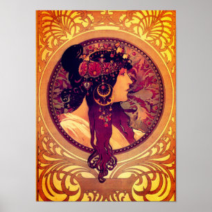 Poster Art nouveau Alphonse Mucha Donna élégante femme