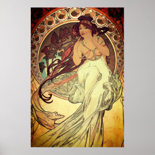 Poster Art nouveau Alphonse Mucha femme muse de la musiqu