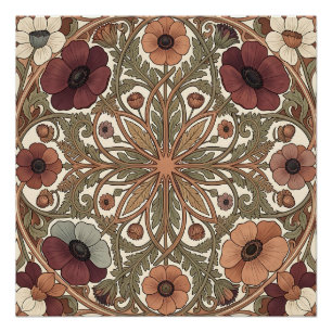 Poster Art Nouveau Anémone Floral Circulaire