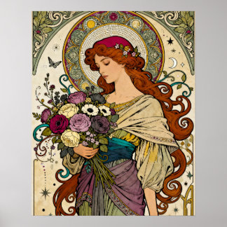 Poster Art Nouveau avec chevalet