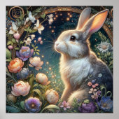Poster Art Nouveau Bunny Bunny floral Elégance (Devant)