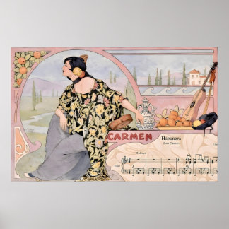 Poster Art Nouveau Carmen Habanera Print – Vintage Opera