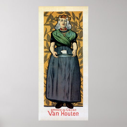 Poster Art Nouveau chocolat néerlandais et bannière verti (Devant)