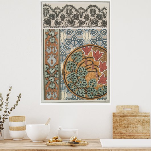 Poster Art nouveau Cyclamen floral Eugene Grasset elegant (Cuisine)