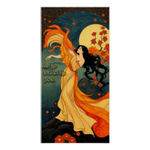 Art Nouveau Déesse Flamme Fluides Florale