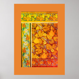 Poster Art nouveau floral gourd elegant fall vintage