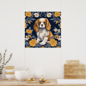 Poster Art Nouveau Floral Roi Charles Cavalier Spaniel (Cuisine)