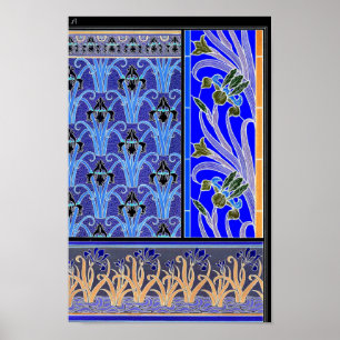 Poster Art nouveau iris fleur élégant vintage floral