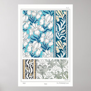 Poster Art nouveau iris lilerie floral art