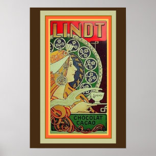 Poster Art Nouveau Lindt Chocolat Cacao 13 x 19