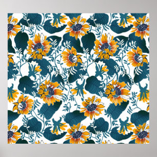 Poster Art Nouveau, motifs floraux.