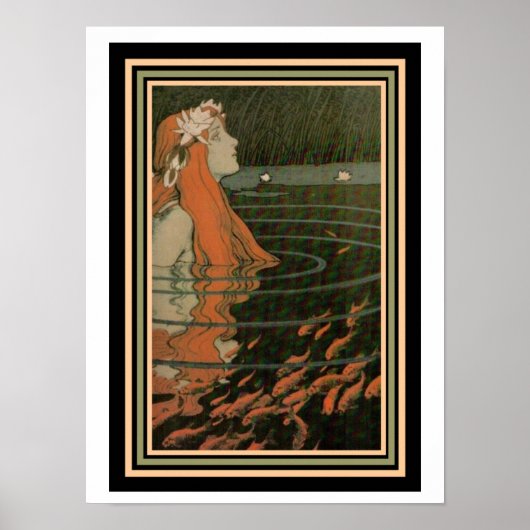 Poster Art Nouveau Mucha "Sirène au poisson d'or" (Devant)
