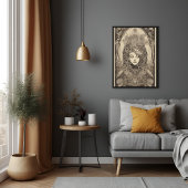 Poster Art Nouveau Portrait féminin Art floral complexe