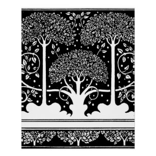 Poster Art Nouveau Tree Beardsley Motif