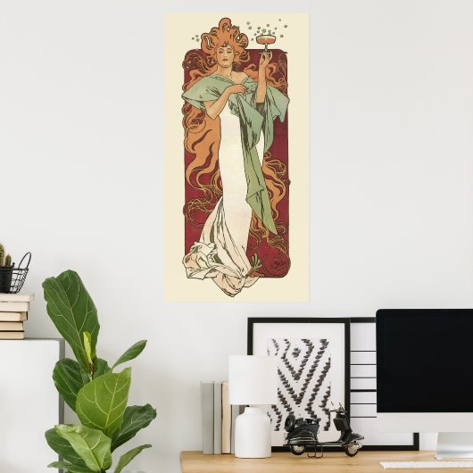 Poster Art Nouveau vintage, Champagne par Alphonse Mucha (Bureau à domicile)
