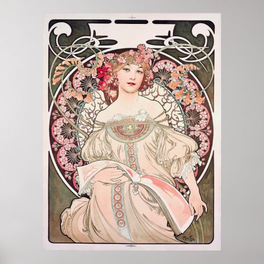 Poster Art nouveau vintage "Daydream" par Alphonse Mucha (Devant)