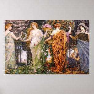 Poster Art Nouveau vintage des Quatre Saisons par Walter