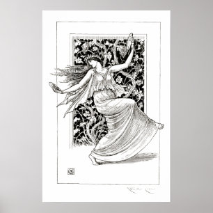 Poster Art Nouveau vintage 'Femme dansante' par Walter Cr