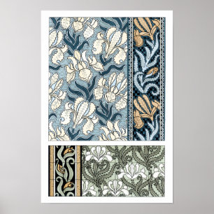Poster Art Nouveau vintage, fleurs d'iris de jardin