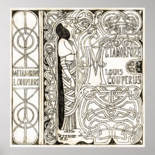 Poster Art Nouveau vintage Jolie fille Metamorfoze