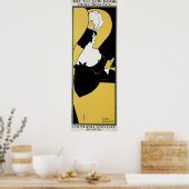 Poster Art Nouveau vintage, Lecture d'un livre jaune (Cuisine)