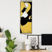 Poster Art Nouveau vintage, Lecture d'un livre jaune (Bureau à domicile)