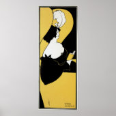 Poster Art Nouveau vintage, Lecture d'un livre jaune (Devant)