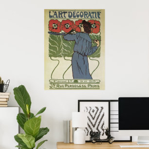 Poster Art Nouveau vintage, Peinture Artiste Fleurs De Pa