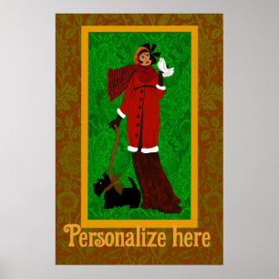 Poster Art Nouveau William Morris Happy Holidays Retro