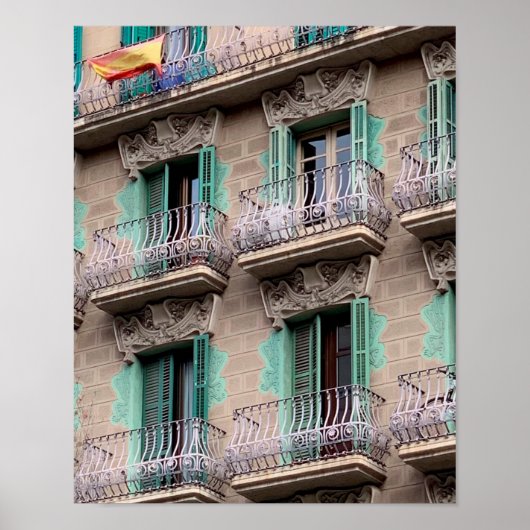 Poster Art Nouveau Windows - Barcelone, Espagne Jigsaw Pu (Devant)