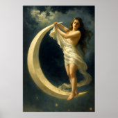 Poster Art Nouveau Woman Riding On A Crescent Moon (Devant)