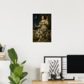 Poster Art Nouveau Woman With Clarinet and Crescent Moon (Bureau à domicile)