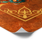 Poster Art numérique Citrouille Aqua & Orange Steampunk (Coin)