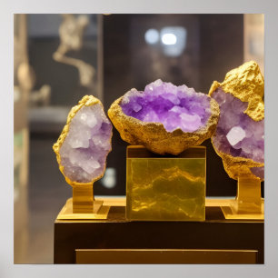 Poster Art numérique d'affichage du musée Amethyst Geodes