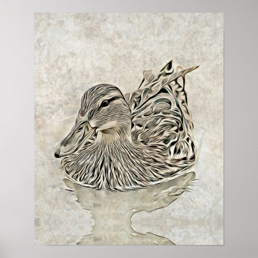 Poster Art numérique de canard (Devant)
