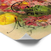 Poster Art numérique de carte postale Fleurs roses (Coin)