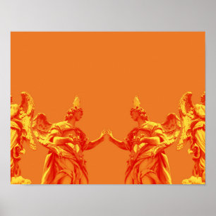 Poster Art numérique de couleur orange avec sculptures