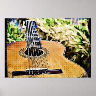 Poster Art numérique de guitare acoustique