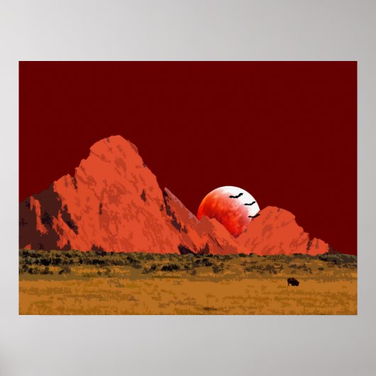Poster Art numérique de la lune de sang (Devant)