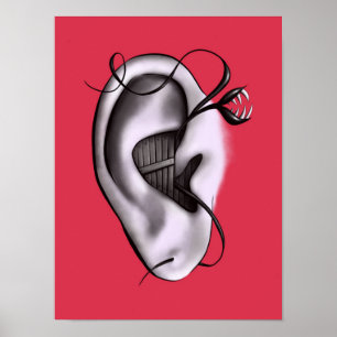 Poster Art numérique de monstre d'oreille bizarre