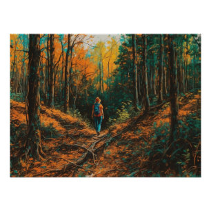 Poster Art numérique de sentier de la forêt naturelle Tél