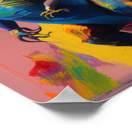 Poster Art numérique Dinosaure : Bright & Vibrant T-Rex P (Coin)