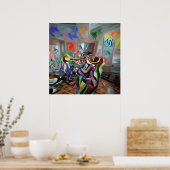 Poster Art numérique du groupe de jazz (Cuisine)